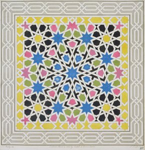 Mozaikový design z Alhambry, z „Arabských starožitností Španělska“, publikovaný v roce 1815